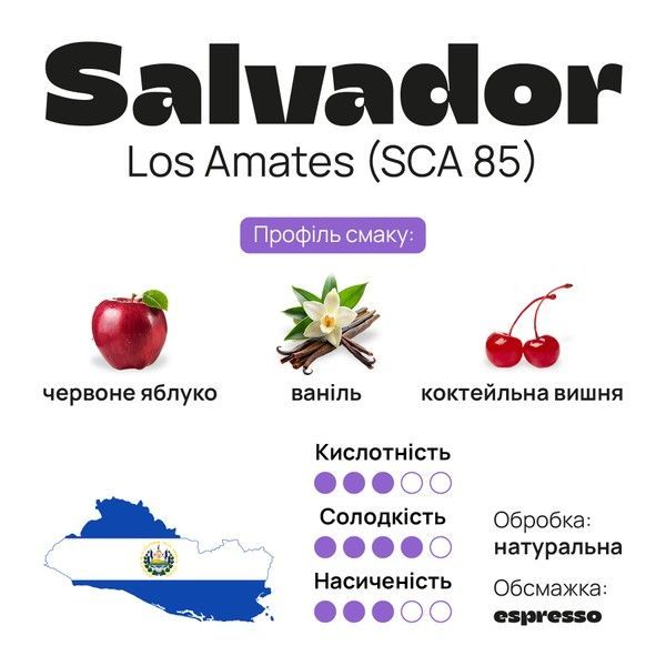Арабика Salvador Los Amates (SCA 85) Кофе №4 от BUNO. | Кофе зерновой, Обжарка для Эспрессо, 1 кг SLA4-CWARC-EX1 фото