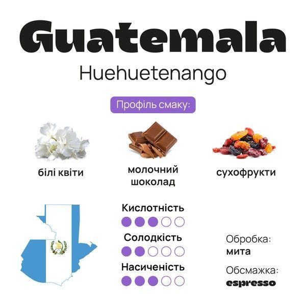 Арабіка Guatemala Rio Azul Huehuetenango Кава №54 від BUNO. | Кава мелена, Обсмажування &ndash; Еспресо, Помел &ndash; Гейзер, 1000 г 300000001294 фото