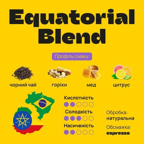 Equatorial Blend Coffee №64 by BUNO. | Ground Coffee, Roasted for Espresso, Grind for Espresso, 250 g 300000001208 photo